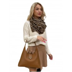 На фото 3 - Женская сумка шоппер из натуральной кожи, цвет коричневый