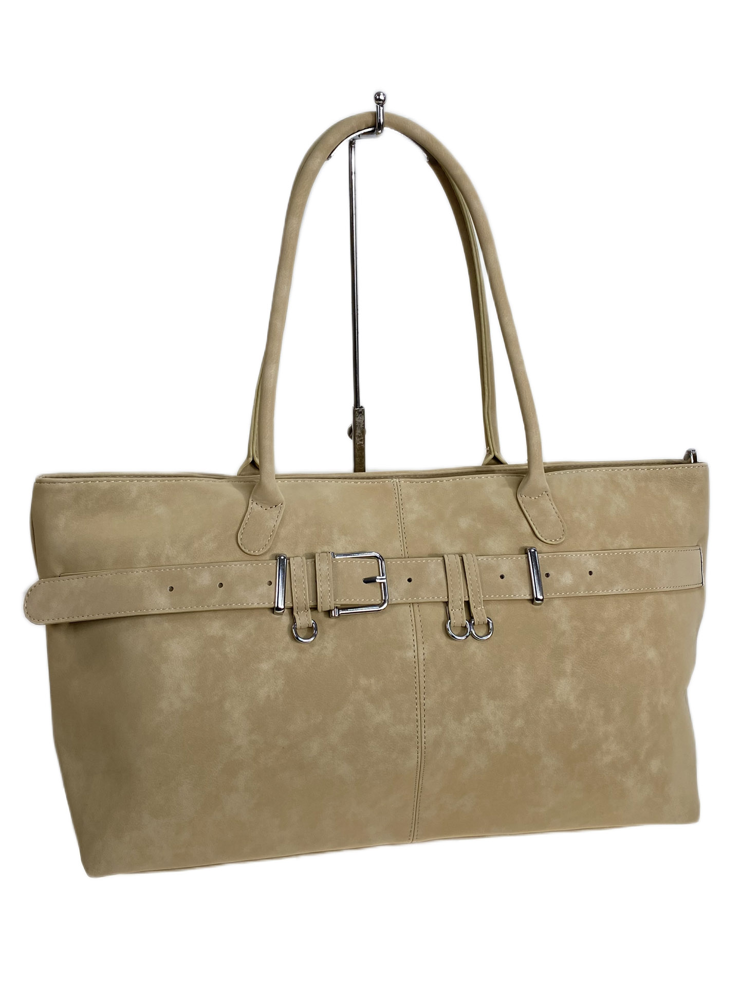 На фото 2 - Женская сумка из искусственной кожи, цвет бежевый