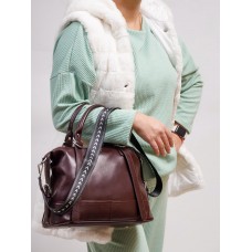 На фото 1 - Женская сумка тоут  из натуральной кожи, цвет  бордо