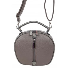 На фото 2 - Круглая сумочка кросс-боди из фактурной экокожи, цвет тёмно-серый
