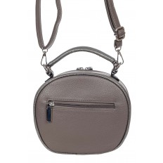 На фото 3 - Круглая сумочка кросс-боди из фактурной экокожи, цвет тёмно-серый