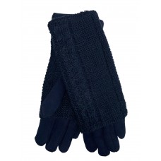 На фото 1 - Женские текстильные перчатки с шерстяными митенками, цвет тёмно-синий