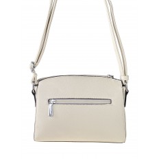 На фото 3 - Женская сумочка из фактурной искусственной кожи с лаковой вставкой, цвет молочный с пудровым