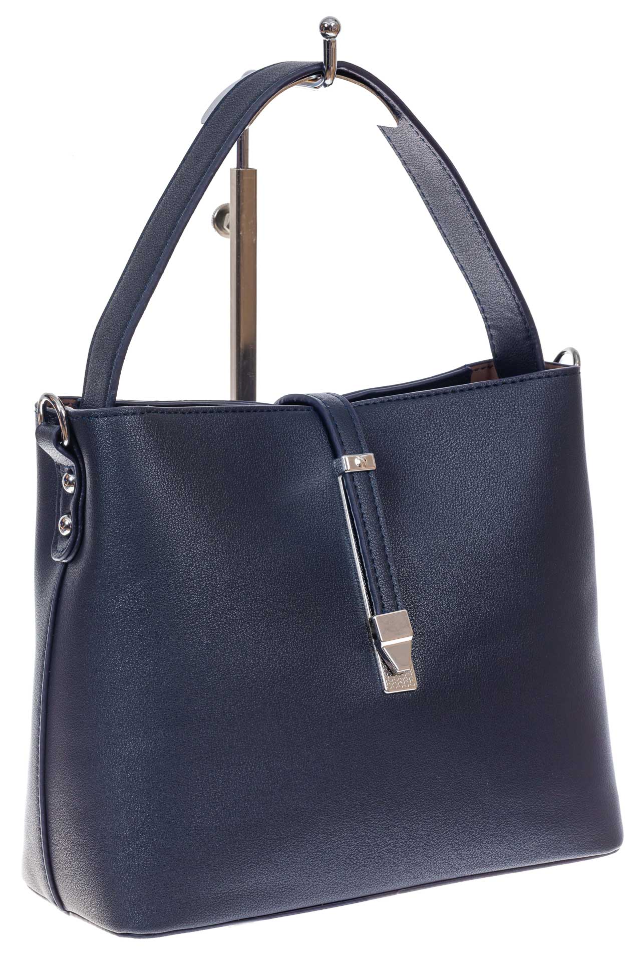 На фото 2 - Женская сумка тоут из гладкой экокожи, цвет синий