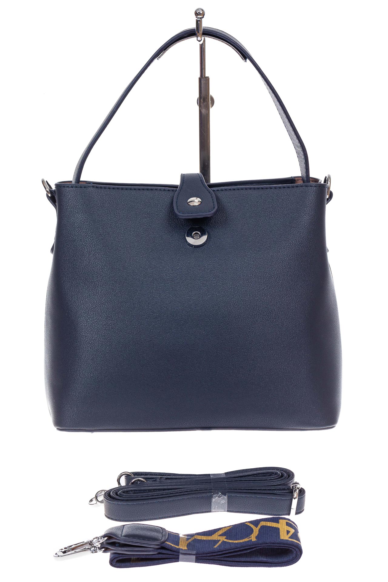 На фото 3 - Женская сумка тоут из гладкой экокожи, цвет синий