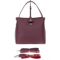 На фото 3 - Женская сумка тоут из гладкой экокожи, цвет бордовый