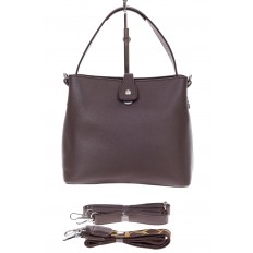 На фото 3 - Женская сумка тоут из гладкой экокожи, цвет шоколад