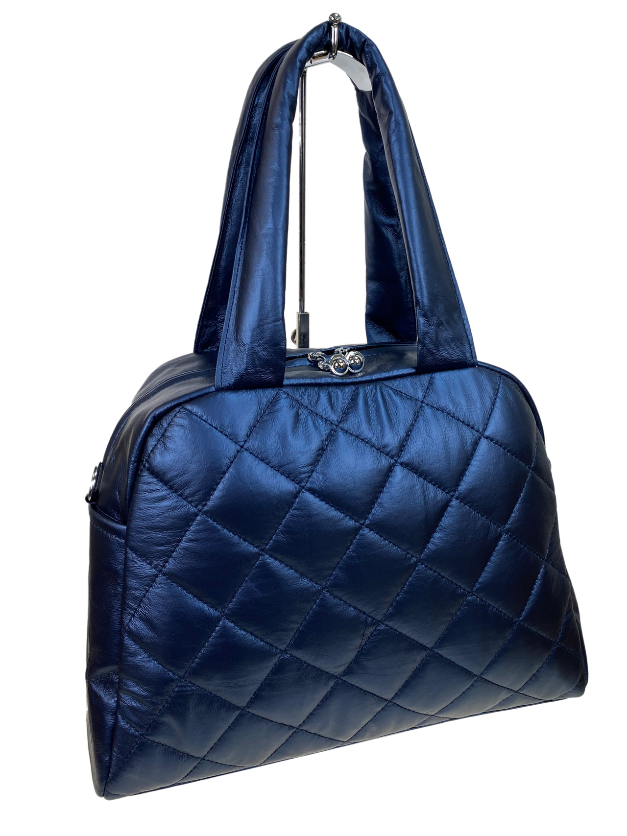 На фото 1 - Стильная женская сумка из искусственной кожи, цвет синий