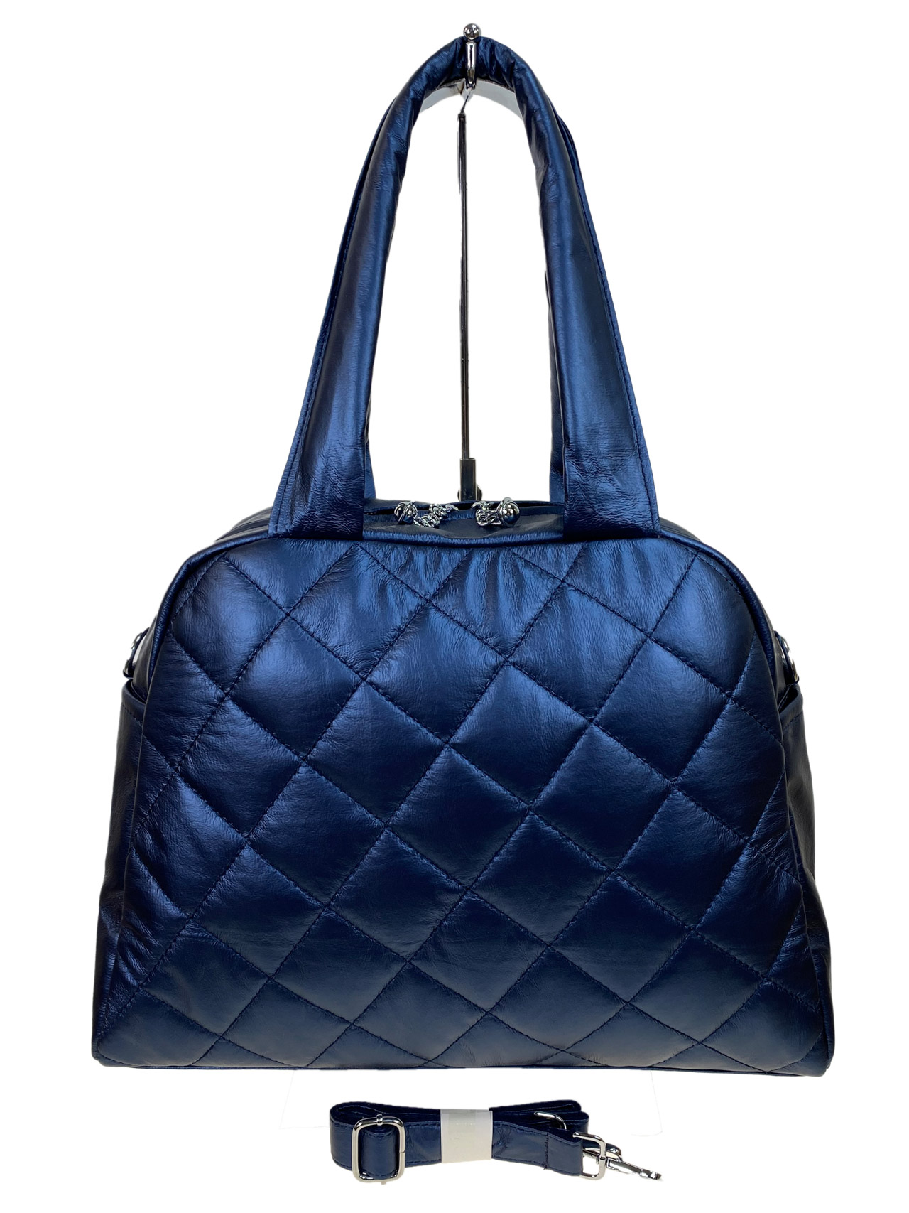 На фото 2 - Стильная женская сумка из искусственной кожи, цвет синий