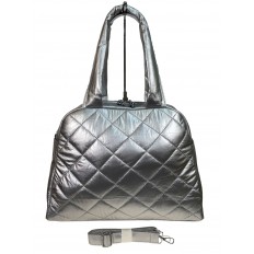 На фото 2 - Стильная женская сумка из искусственной кожи, цвет серебро