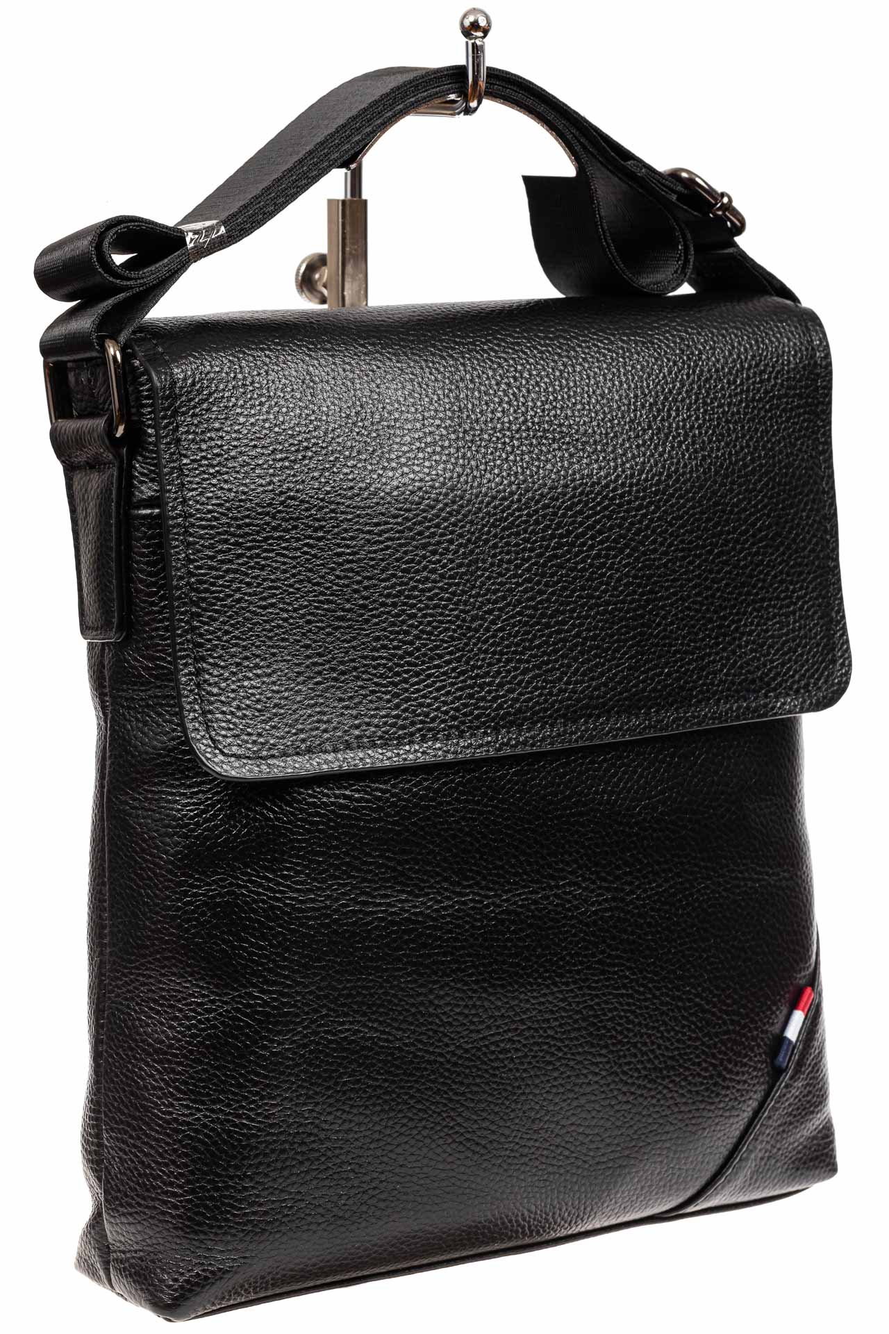 На фото 1 - Мужская сумка-планшет из натуральной кожи, цвет черный