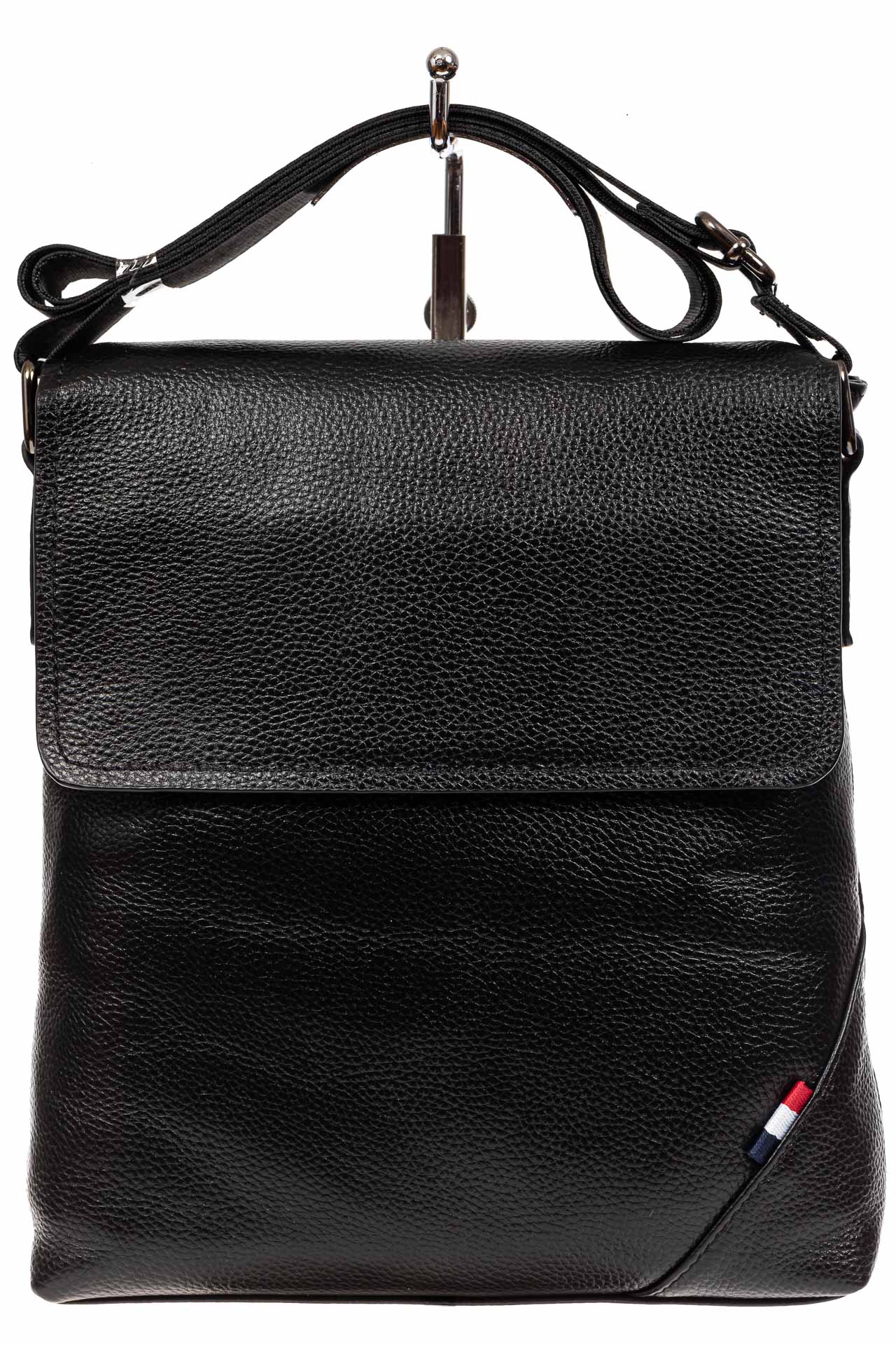 На фото 2 - Мужская сумка-планшет из натуральной кожи, цвет черный