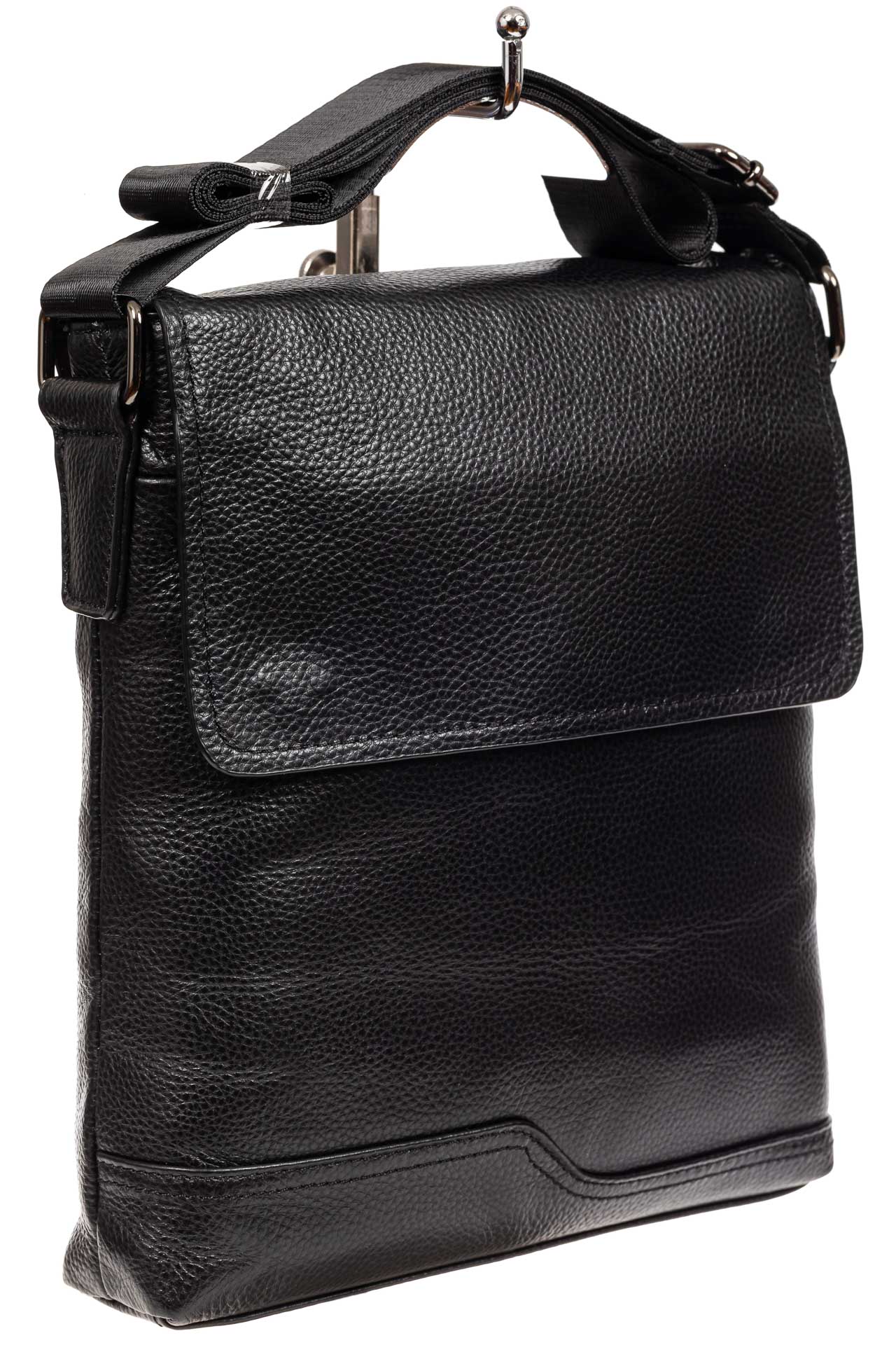 На фото 1 - Мужская сумка-планшет из натуральной кожи, цвет черный
