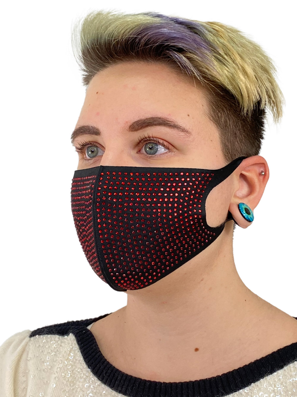 На фото 1 - Женская защитная маска со стразами, цвет чёрный