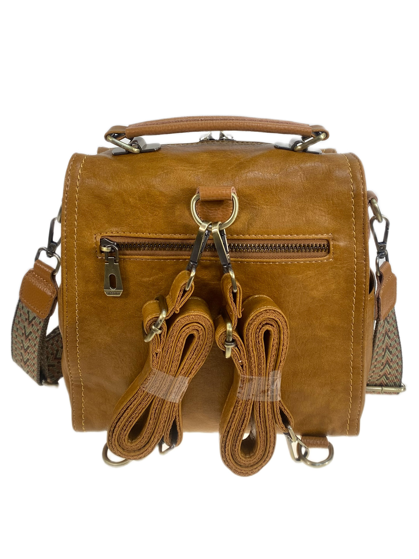 На фото 2 - Женская сумка- рюкзак из искусственной кожи, цвет  рыжий