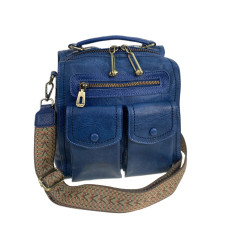 На фото 1 - Женская сумка- рюкзак из искусственной кожи, цвет синий На фото 1 - Женская сумка- рюкзак из искусственной кожи, цвет синий