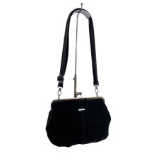 На фото 1 - Женская сумка из искусственной кожи и замши, цвет черный