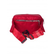 На фото 2 - Поясная сумка из текстиля, цвет красный