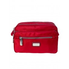 На фото 1 - Поясная сумка из текстиля, цвет красный