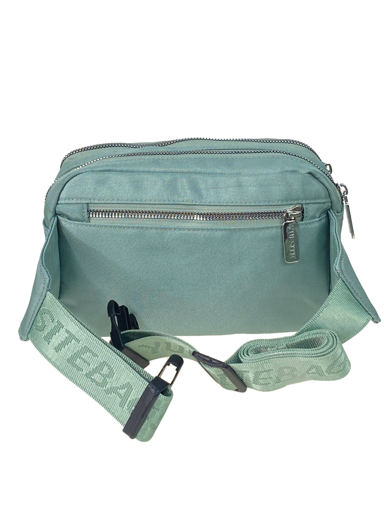 На фото 2 - Поясная сумка из текстиля, цвет зелено-голубой
