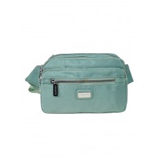 На фото 1 - Поясная сумка из текстиля, цвет зелено-голубой