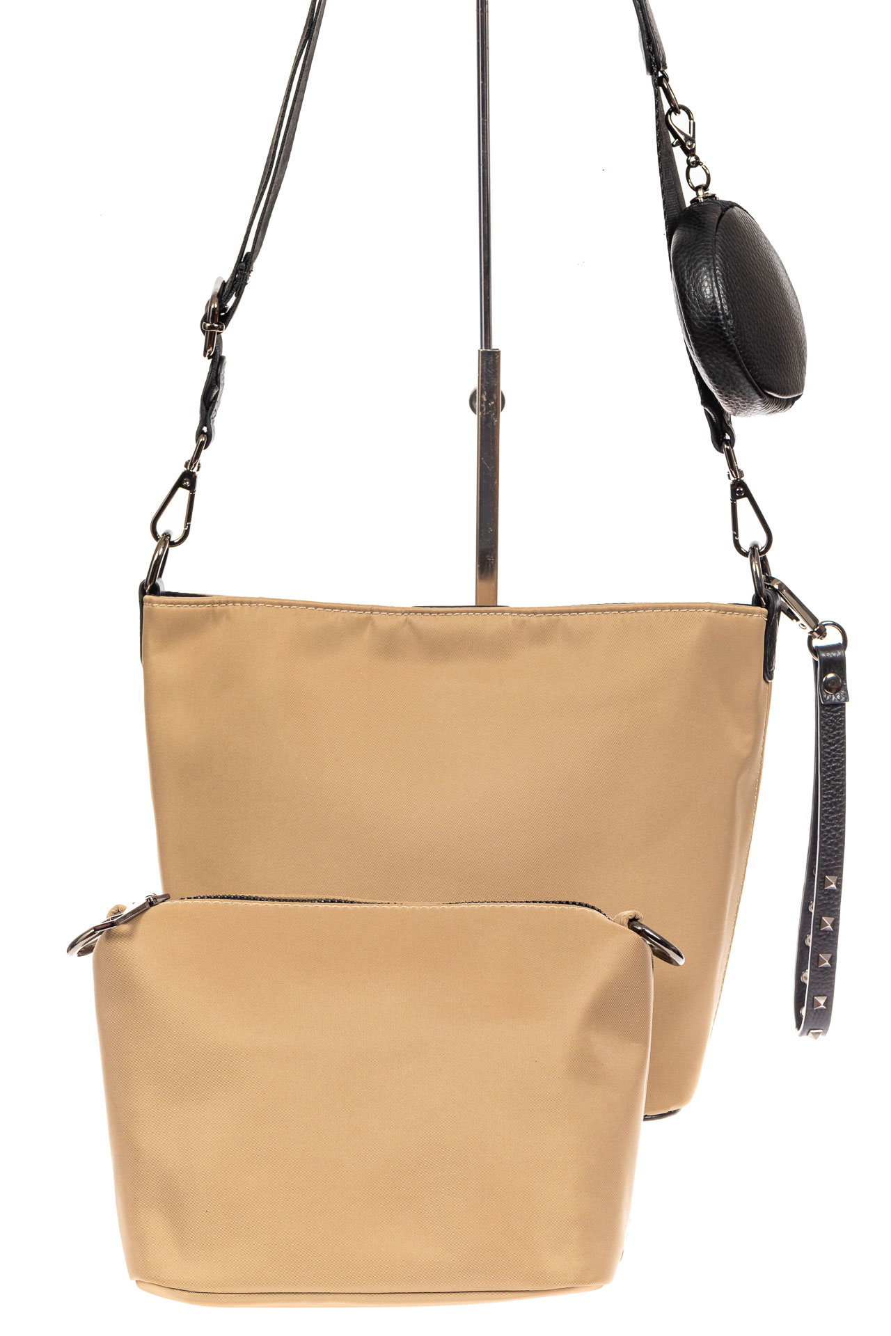 На фото 3 - Текстильная женская сумка, цвет бежевый