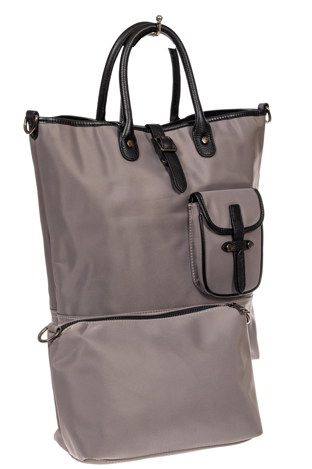 На фото 1 - Текстильная женская сумка тоут, цвет серый