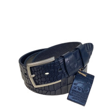 На фото 1 - Ремень мужской из натуральной кожи, цвет синий