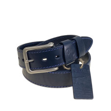 На фото 1 - Ремень мужской из натуральной кожи, цвет синий