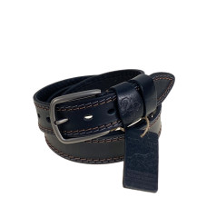 На фото 1 - Ремень мужской из натуральной кожи, цвет черный