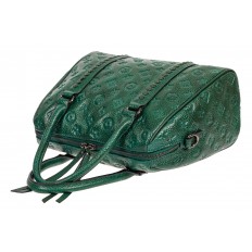 На фото 4 - Кожаная женская сумка с тиснёным принтом, цвет зелёный