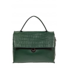 На фото 2 - Кожаная женская сумка с фактурой крокодила, цвет зелёный