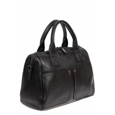 На фото 1 - Строгая женская сумка из мягкой натуральной кожи, цвет чёрный