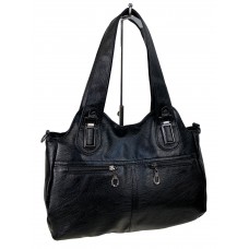 На фото 1 - Женская сумка из искусственной кожи, цвет черный