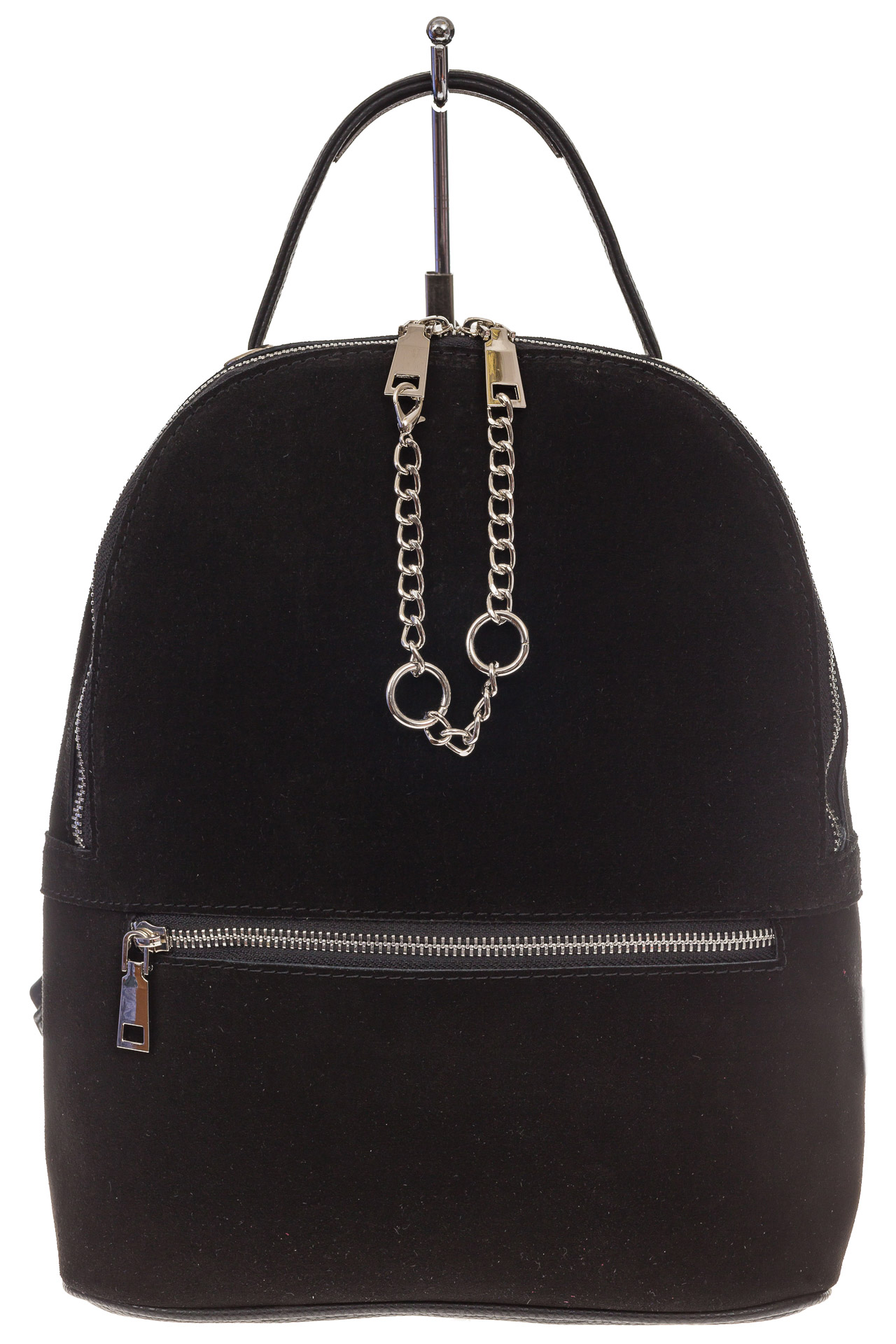На фото 2 - Женский рюкзак из натуральной замши, цвет черный