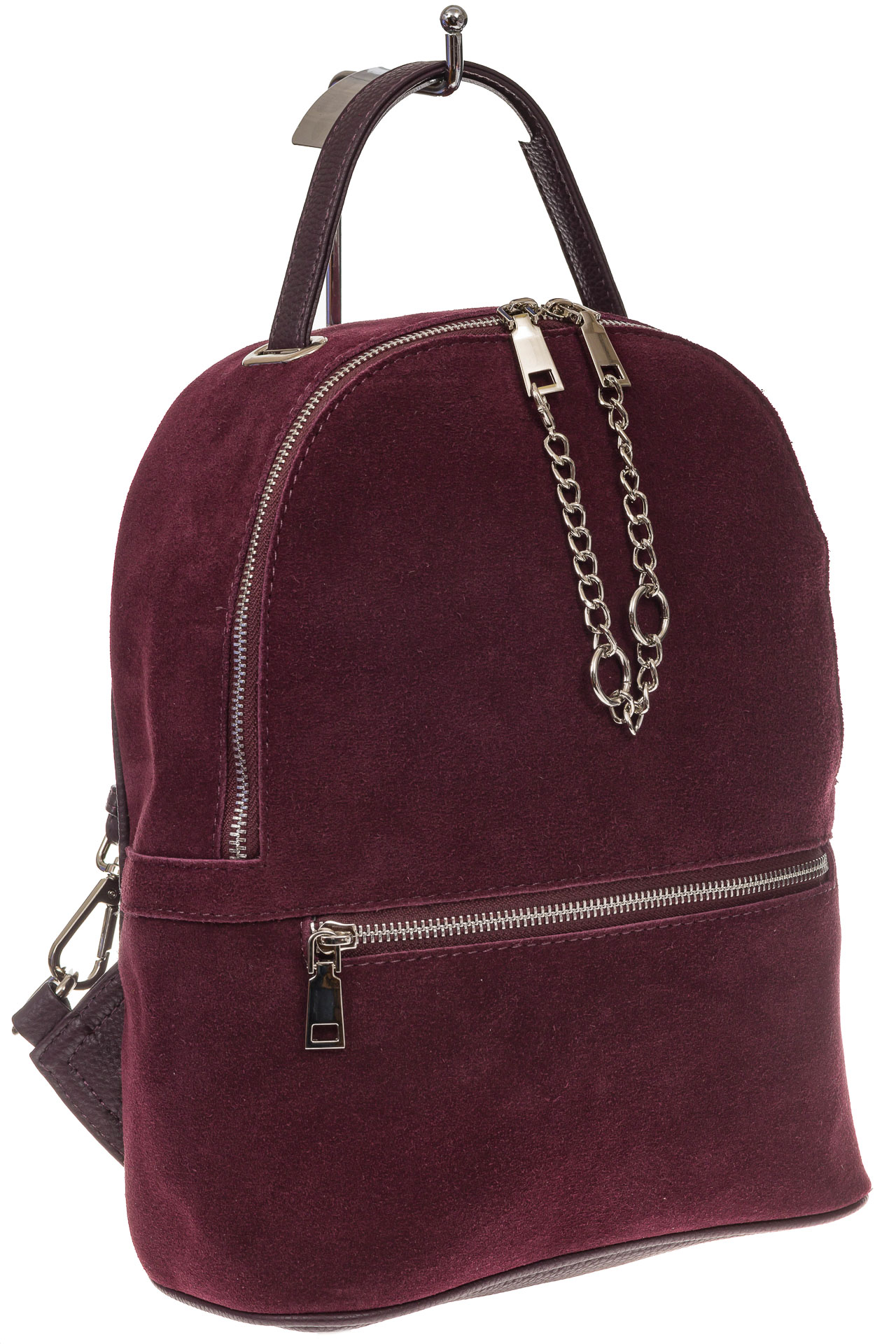 На фото 1 - Женский рюкзак из натуральной замши, цвет фиолетовый