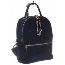 На фото 1 - Женский рюкзак из натуральной замши, цвет серо-синий