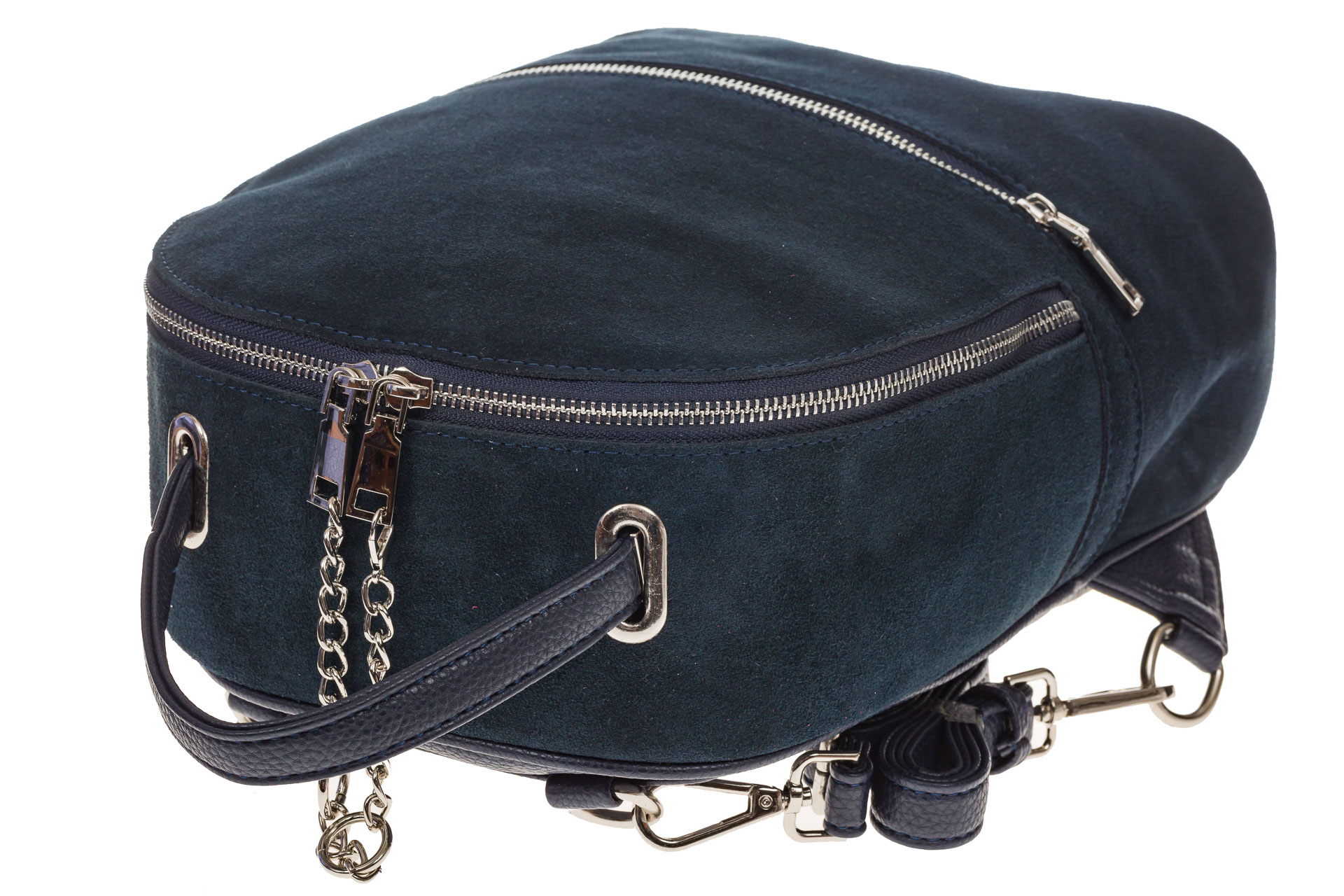 На фото 4 - Женский рюкзак из натуральной замши, цвет серо-синий