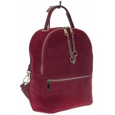 На фото 1 - Женский рюкзак из натуральной замши, цвет бордовый