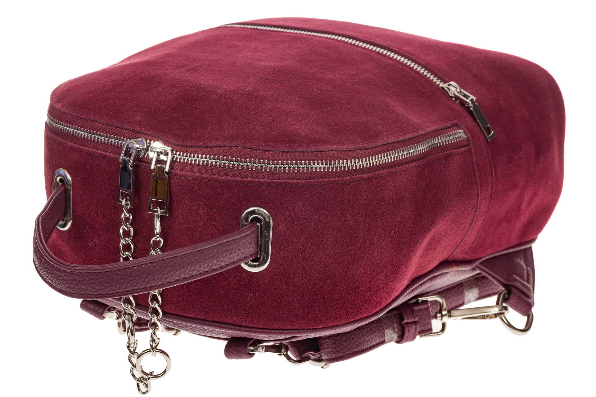 На фото 4 - Женский рюкзак из натуральной замши, цвет бордовый