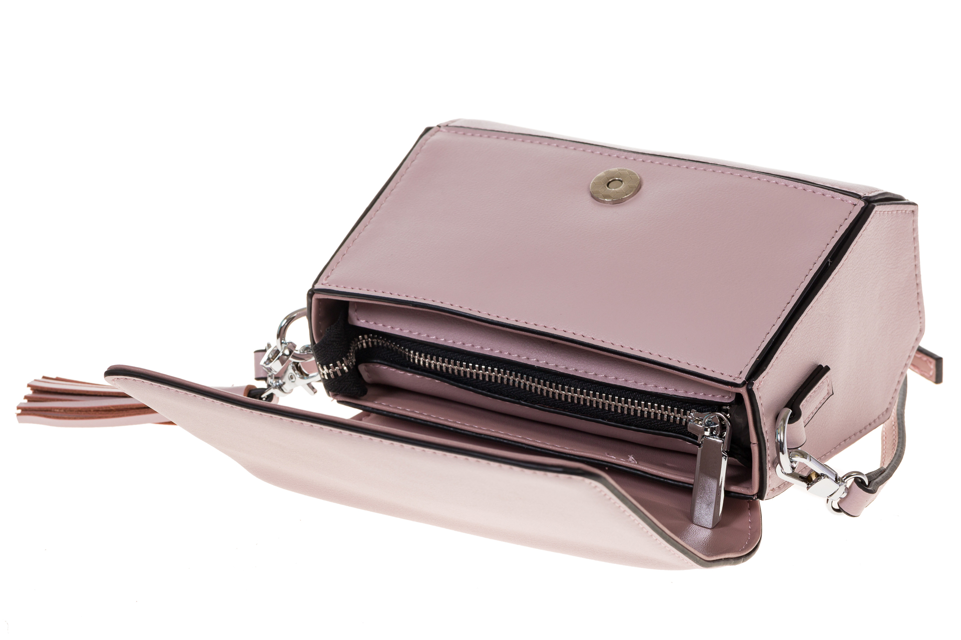 На фото 4 - Маленькая сумочка из натуральной кожи светло-розового цвета 8002MK5