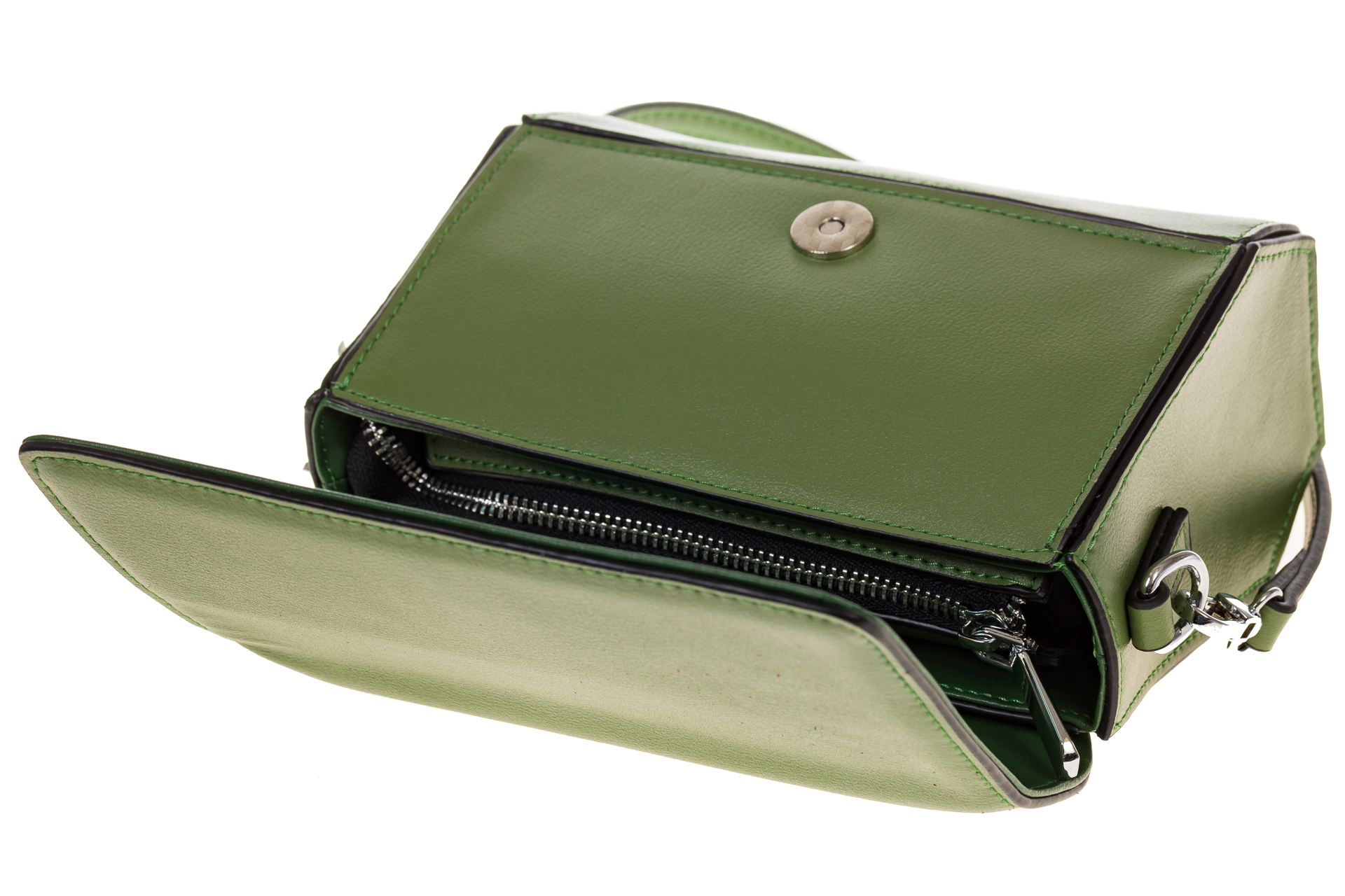 На фото 4 - Маленькая сумочка из натуральной кожи зеленого цвета 8002MK5