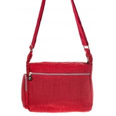 На фото 3 - Красная тканевая сумка с множеством карманов