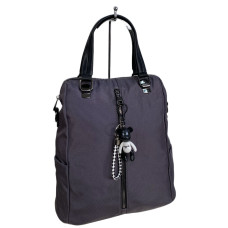 На фото 1 - Женская сумка - рюкзак из текстиля, цвет серо-фиолетовый