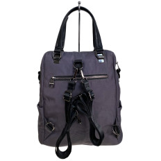 На фото 2 - Женская сумка - рюкзак из текстиля, цвет серо-фиолетовый