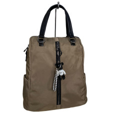 На фото 1 - Женская сумка - рюкзак из текстиля, цвет коричневый