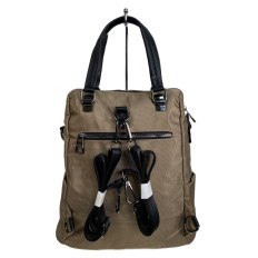 На фото 2 - Женская сумка - рюкзак из текстиля, цвет коричневый