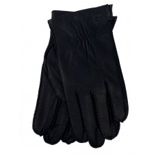 На фото 1 - Мужские перчатки из натуральной кожи оленя, цвет чёрный