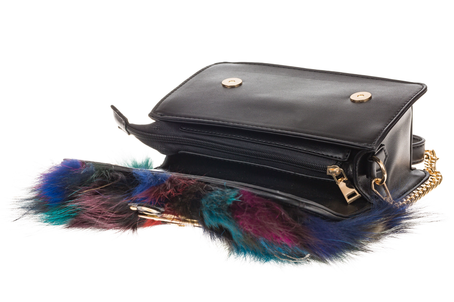 На фото 4 - Женская сумка из меха лисы, синий мультицвет