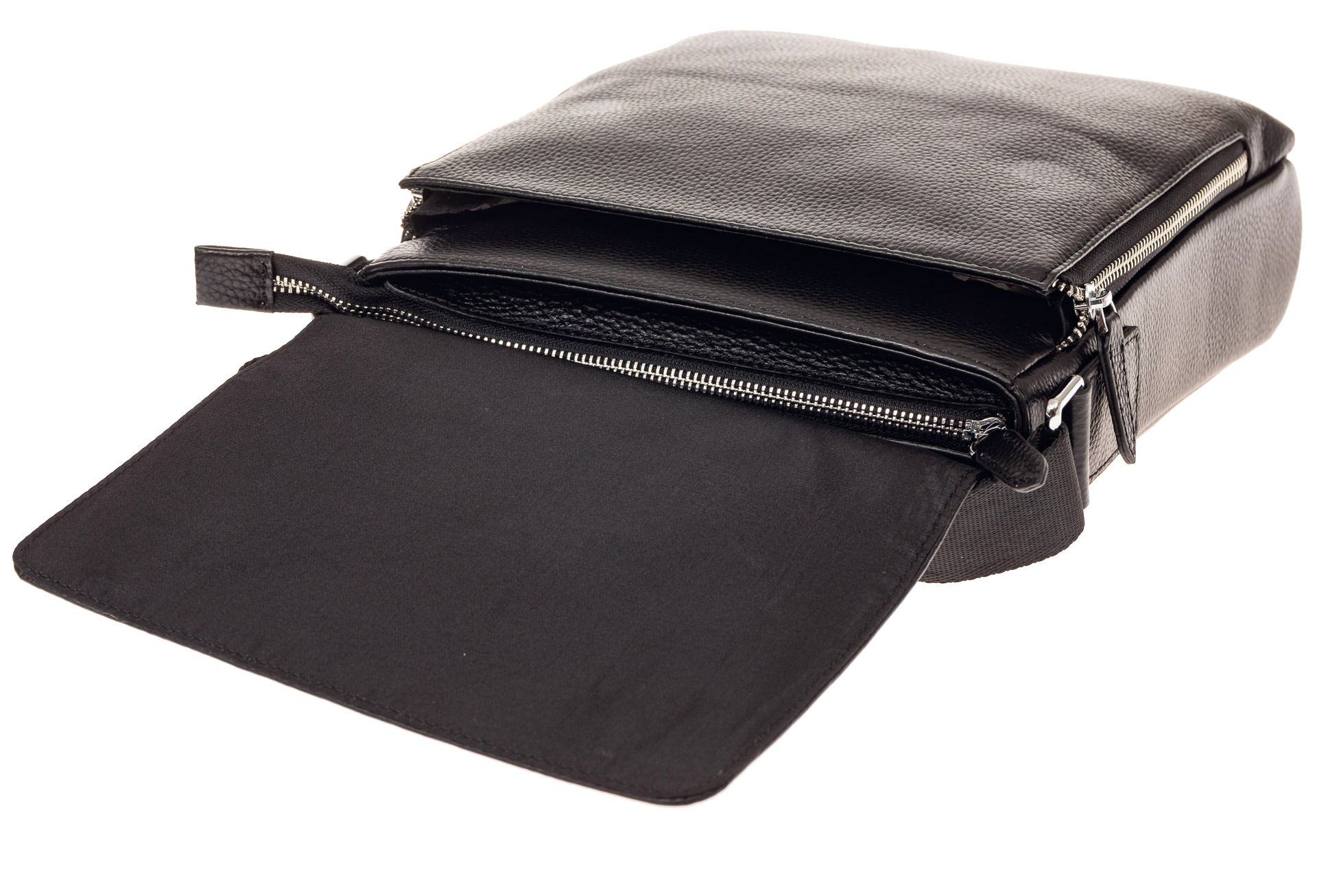 На фото 4 - Строгая мужская сумка из натуральной кожи, цвет черный